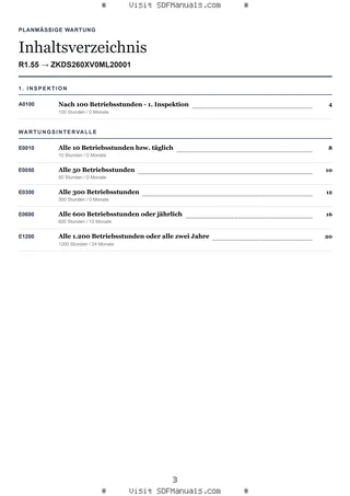 Planmäßige Wartung: R1.55 → ZKDS260XV0ML20001 – maintenance schedule sample