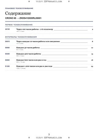 Плановое техобслуживание: CRONO 65 → ZKDS410X00RL05001 – maintenance schedule sample