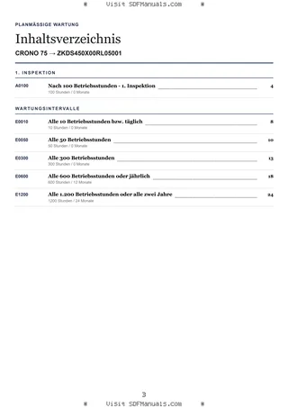 Planmäßige Wartung: CRONO 75 → ZKDS450X00RL05001 – maintenance schedule sample