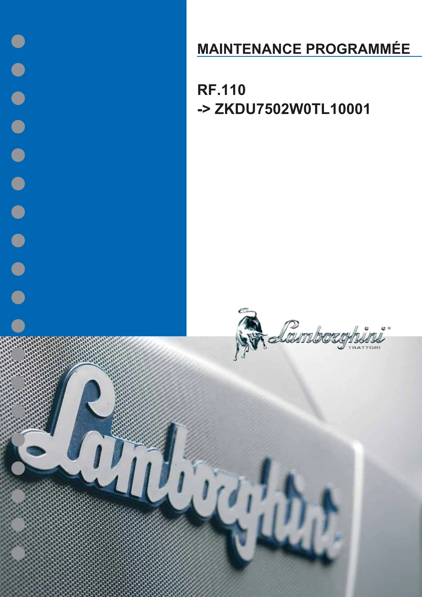 Maintenance programmée: RF.110 → ZKDU7502W0TL10001 – maintenance schedule cover