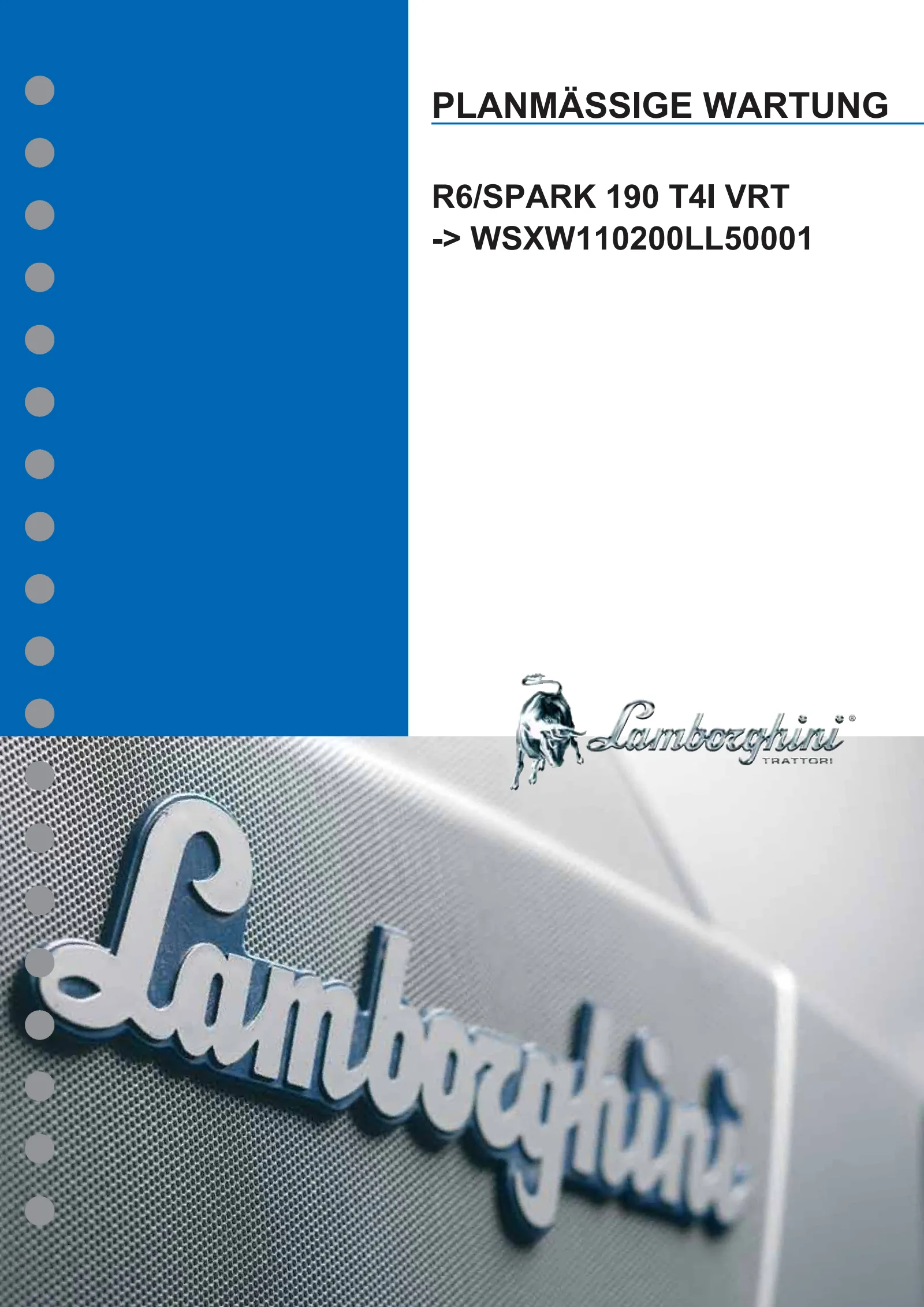 Planmäßige Wartung: R6/SPARK 190 T4i VRT → WSXW110200LL50001 – maintenance schedule cover