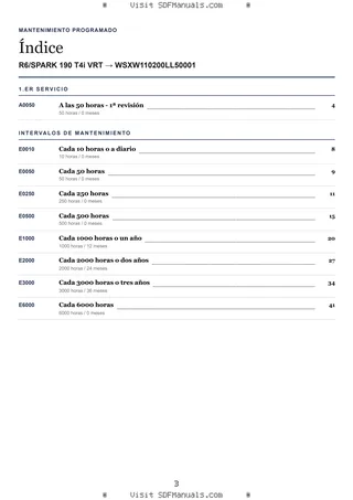 Mantenimiento programado: R6/SPARK 190 T4i VRT → WSXW110200LL50001 – maintenance schedule sample