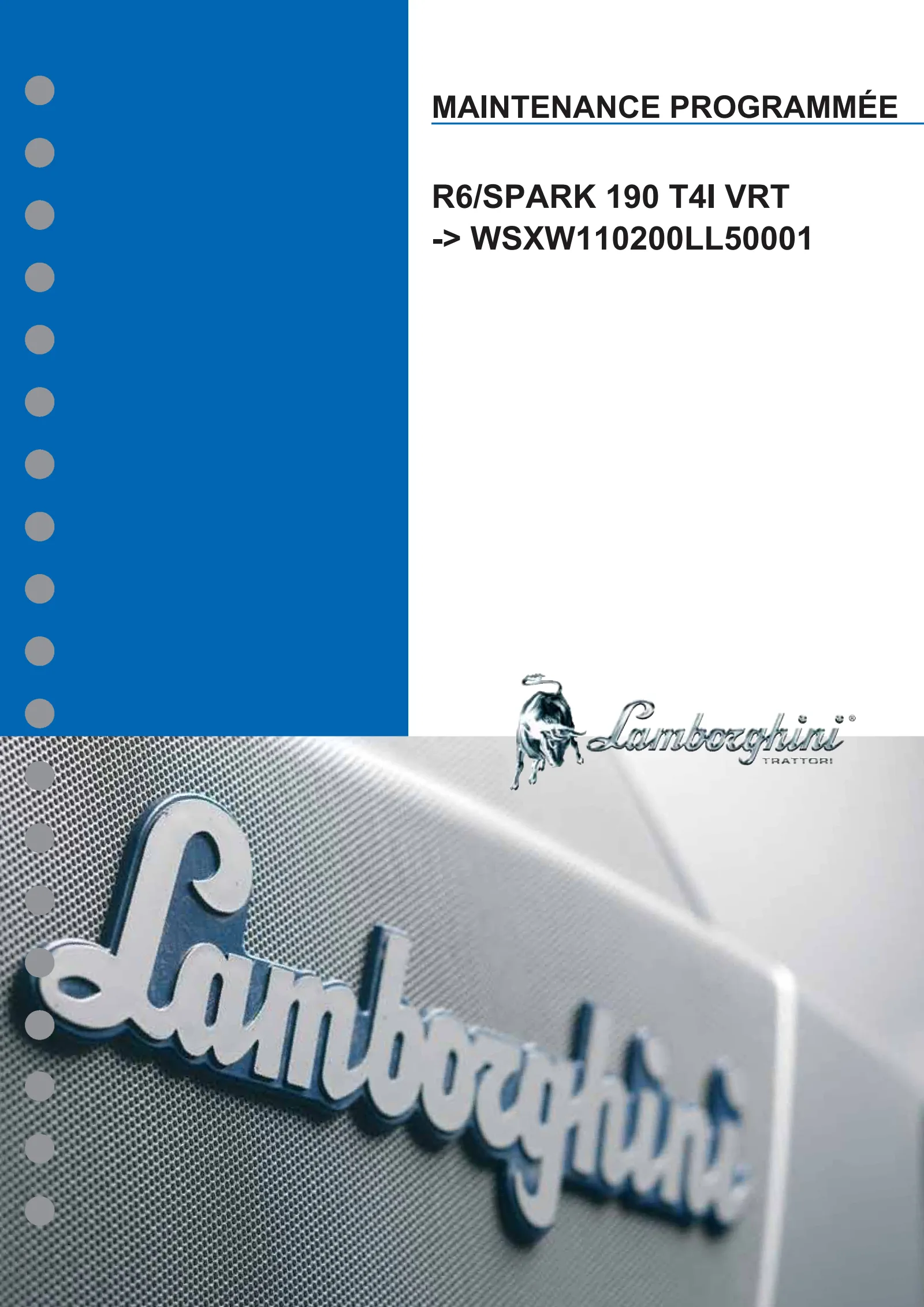 Maintenance programmée: R6/SPARK 190 T4i VRT → WSXW110200LL50001 – maintenance schedule cover
