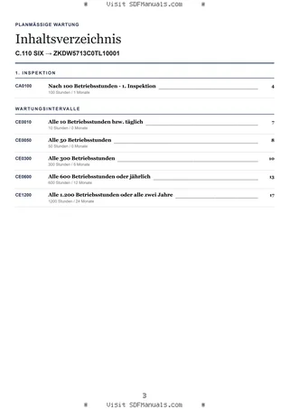 Planmäßige Wartung: C.110 SIX → ZKDW5713C0TL10001 – maintenance schedule sample