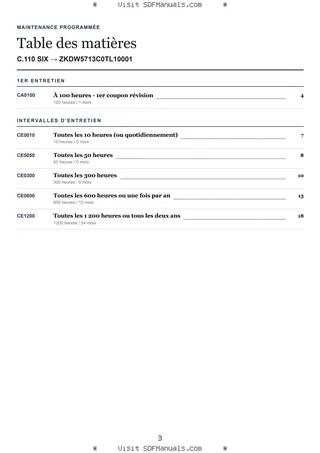 Maintenance programmée: C.110 SIX → ZKDW5713C0TL10001 – maintenance schedule sample