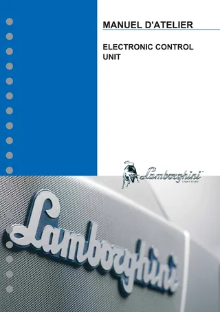 Manuel d'atelier: Electronic control unit – manual cover