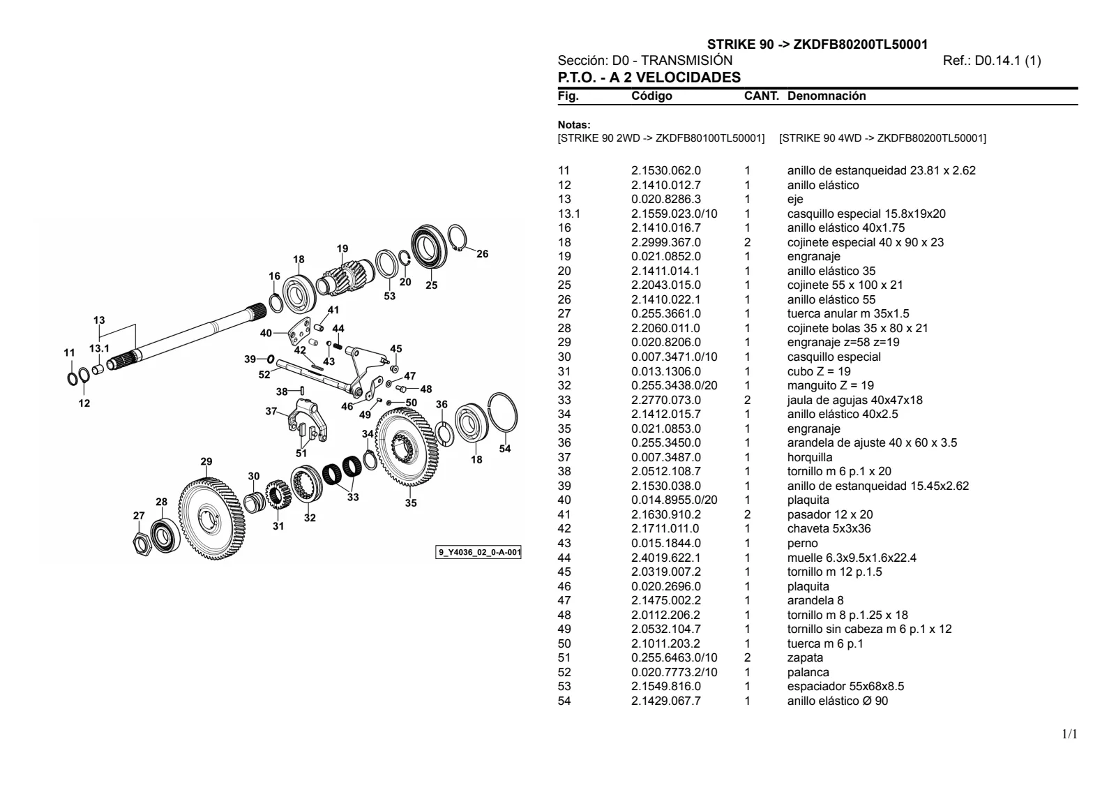 Catálogo de repuestos: STRIKE 90 → ZKDFB80200TL50001 – parts catalogue sample 1