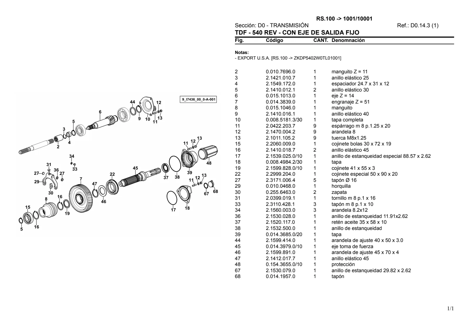 Catálogo de repuestos: RS.100 → ZKDP5402W0TL1001 / 10001 – parts catalogue sample 1