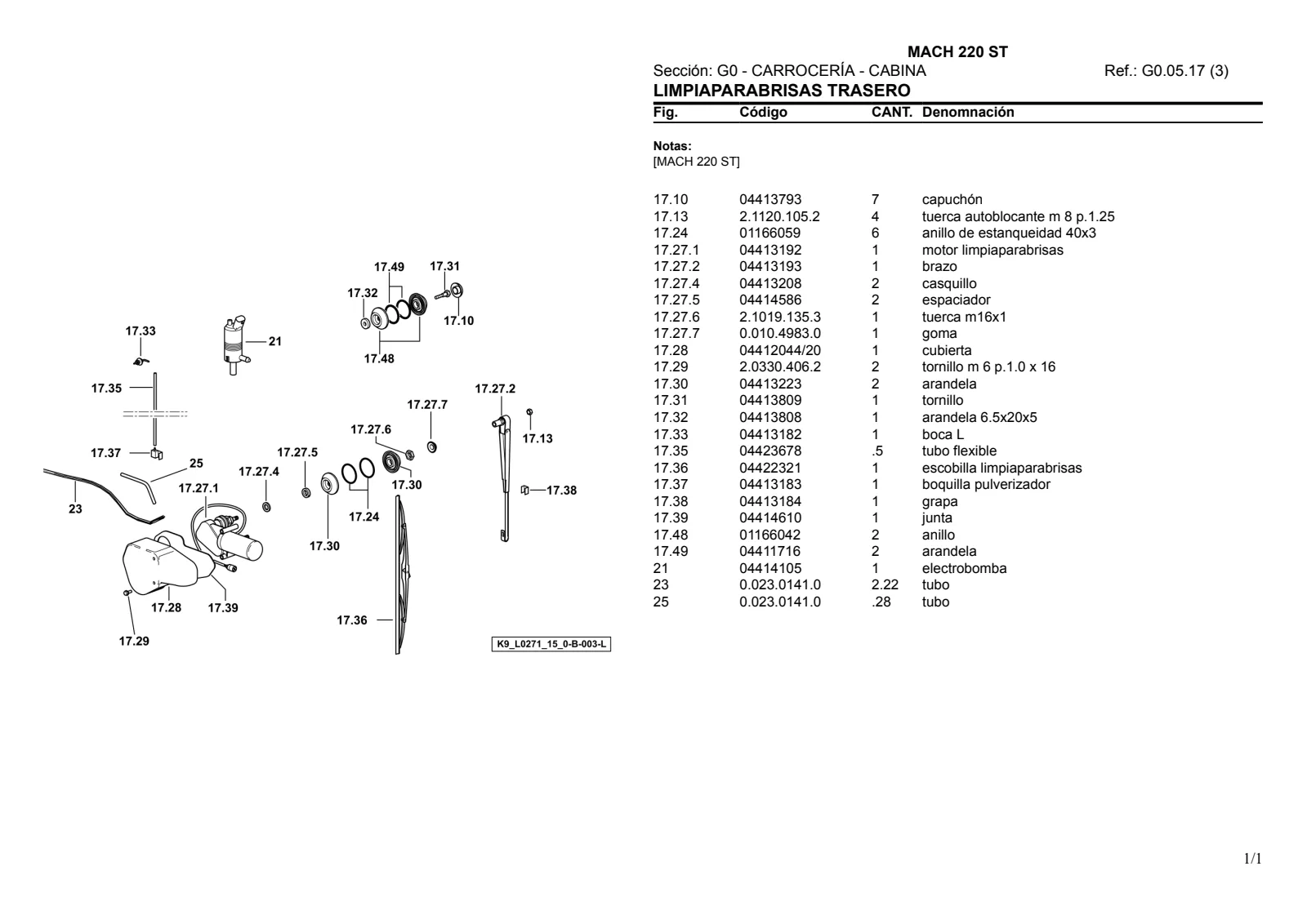Catálogo de repuestos: MACH 220 ST → WSXAB40200LL50001 – parts catalogue sample 2