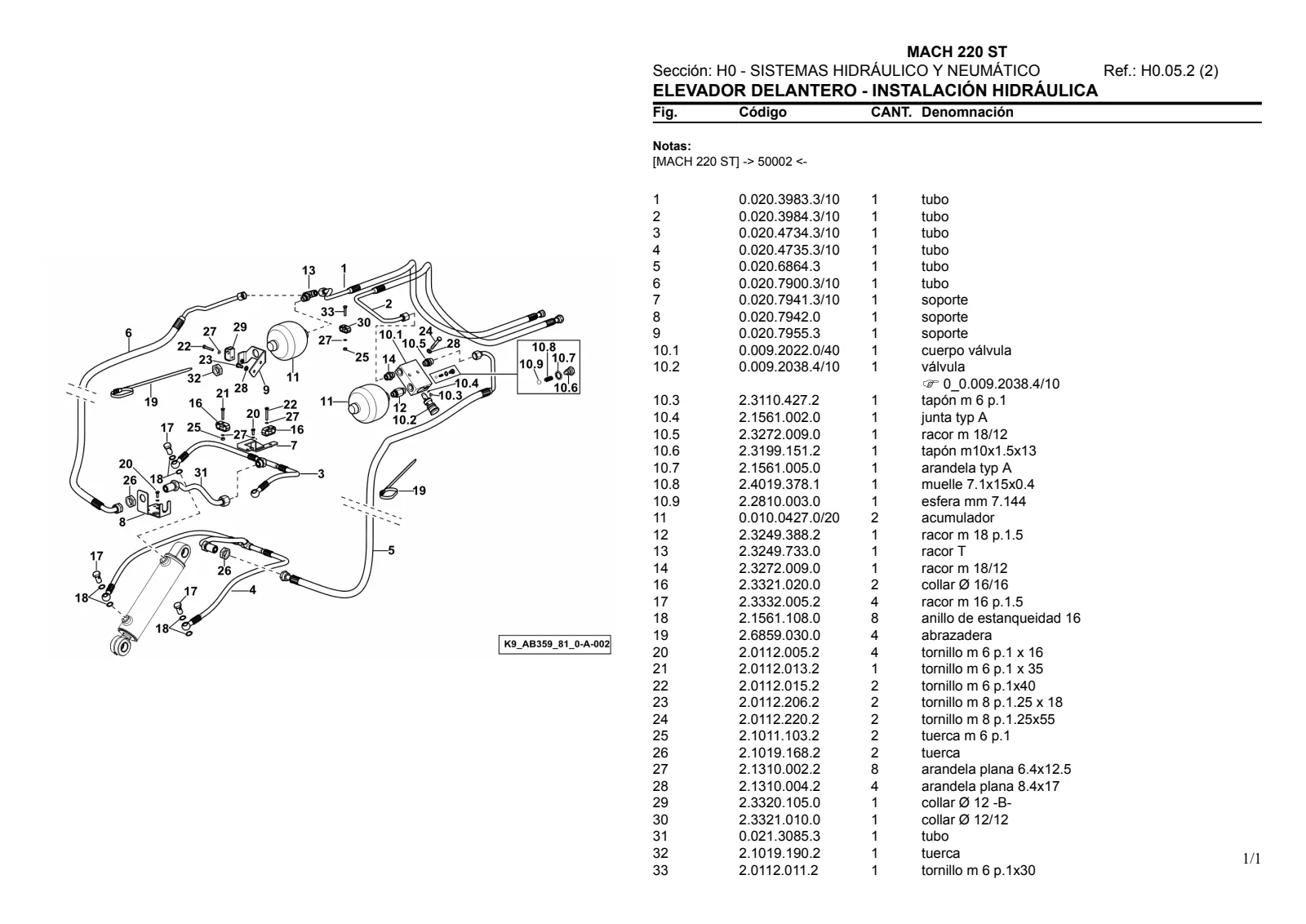 Catálogo de repuestos: MACH 220 ST → WSXAB40200LL50001 – parts catalogue sample 3