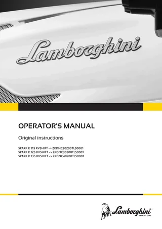 Operator's manual: SPARK R 115 RVSHIFT → ZKDNC20200TL50001 – manual cover