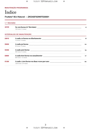 Manutenção programada: Frutteto³ 80.4 Natural → ZKDAB702W0TS30001 – maintenance schedule sample