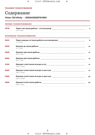 Плановое техобслуживание: Virtus 130 Infinity → ZKDAH20200TS10001 – maintenance schedule sample
