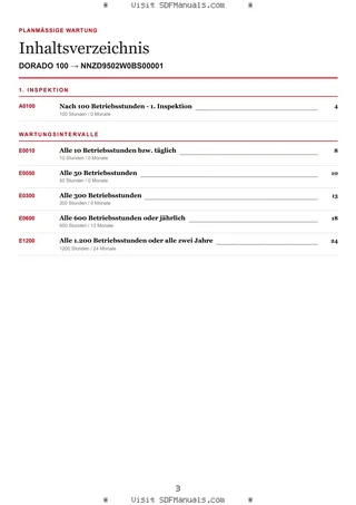 Planmäßige Wartung: DORADO 100 → NNZD9502W0BS00001 – maintenance schedule sample