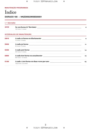 Manutenção programada: DORADO 100 → NNZD9502W0BS00001 – maintenance schedule sample