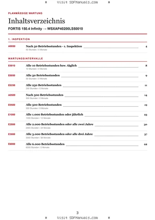 Planmäßige Wartung: FORTIS 150.4 Infinity → WSXAP40200LS50010 – maintenance schedule sample