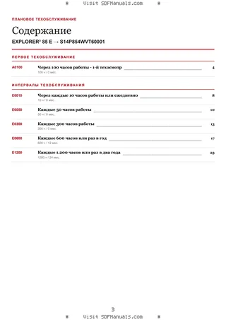 Плановое техобслуживание: EXPLORER³ 85 E → S14P854WVT60001 – maintenance schedule sample
