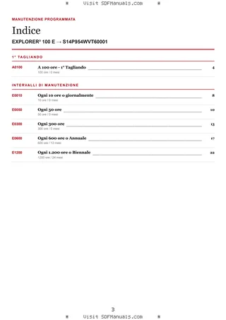 Manutenzione programmata: EXPLORER³ 100 E → S14P954WVT60001 – maintenance schedule sample