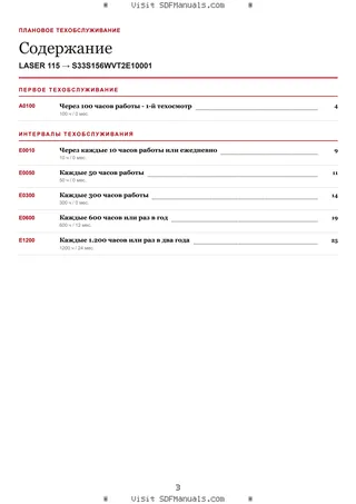 Плановое техобслуживание: LASER 115 → S33S156WVT2E10001 – maintenance schedule sample
