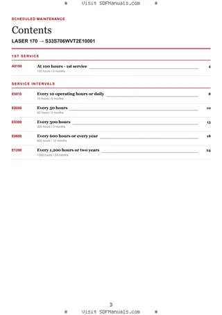 Scheduled Maintenance: LASER 170 → S33S706WVT2E10001 – maintenance schedule sample