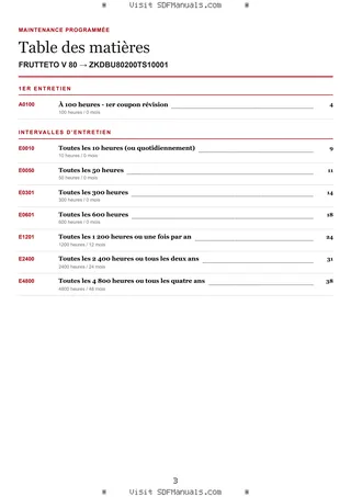 Maintenance programmée: FRUTTETO V 80 → ZKDBU80200TS10001 – maintenance schedule sample