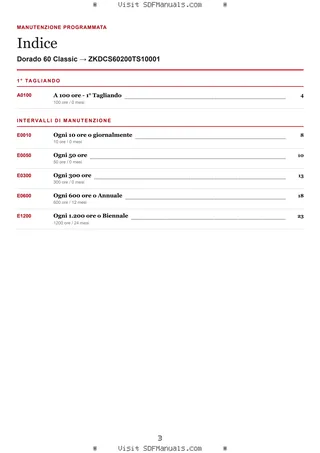 Manutenzione programmata: Dorado 60 Classic → ZKDCS60200TS10001 – maintenance schedule sample