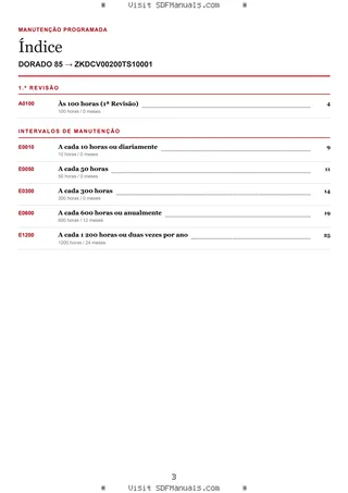 Manutenção programada: DORADO 85 → ZKDCV00200TS10001 – maintenance schedule sample