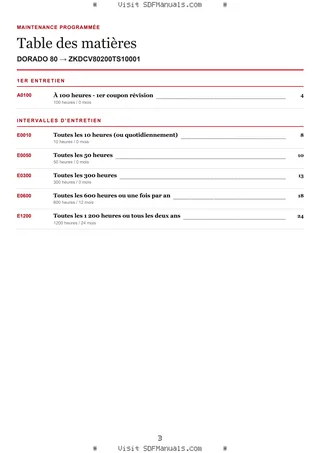 Maintenance programmée: DORADO 80 → ZKDCV80200TS10001 – maintenance schedule sample