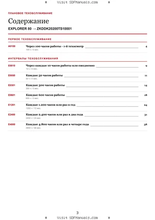 Плановое техобслуживание: EXPLORER 80 → ZKDDK20200TS10001 – maintenance schedule sample