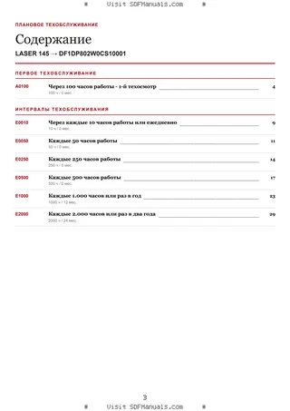 Плановое техобслуживание: LASER 145 → DF1DP802W0CS10001 – maintenance schedule sample