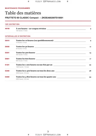 Maintenance programmée: FRUTTETO 80 CLASSIC Compact → ZKDEA60200TS10001 – maintenance schedule sample