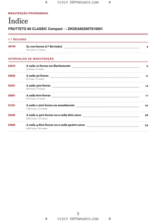 Manutenção programada: FRUTTETO 80 CLASSIC Compact → ZKDEA60200TS10001 – maintenance schedule sample