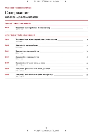 Плановое техобслуживание: ARGON 80 → ZKDEE30200RS50001 – maintenance schedule sample