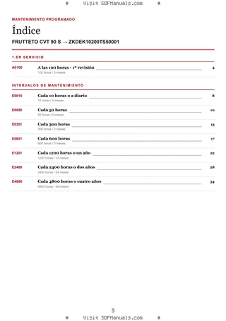 Mantenimiento programado: FRUTTETO CVT 90 S → ZKDEK10200TS50001 – maintenance schedule sample