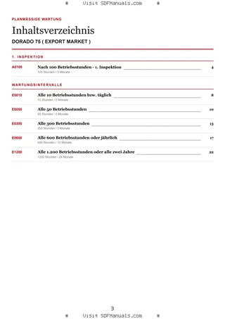 Planmäßige Wartung: DORADO 75 ( EXPORT MARKET ) – maintenance schedule sample