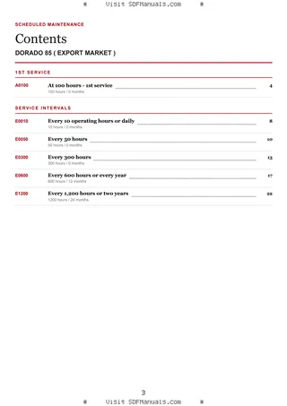 Scheduled Maintenance: DORADO 85 ( EXPORT MARKET ) – maintenance schedule sample