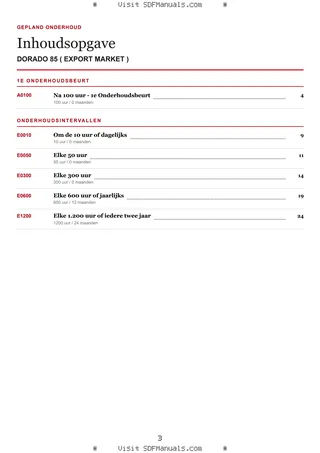Gepland onderhoud: DORADO 85 ( EXPORT MARKET ) – maintenance schedule sample