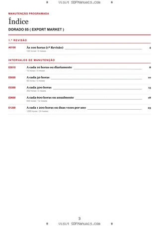 Manutenção programada: DORADO 85 ( EXPORT MARKET ) – maintenance schedule sample