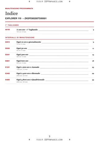 Manutenzione programmata: EXPLORER 110 → ZKDFE60200TS50001 – maintenance schedule sample
