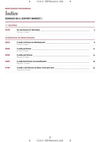 Manutenção programada: DORADO 90.4 ( EXPORT MARKET ) – maintenance schedule sample