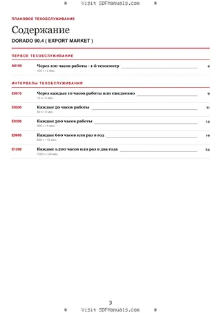 Плановое техобслуживание: DORADO 90.4 ( EXPORT MARKET ) – maintenance schedule sample
