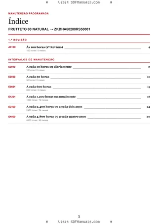 Manutenção programada: FRUTTETO 80 NATURAL → ZKDHA60200RS50001 – maintenance schedule sample