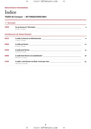 Manutenção programada: TIGER 46 Compact → M1THB002V0RS10001 – maintenance schedule sample
