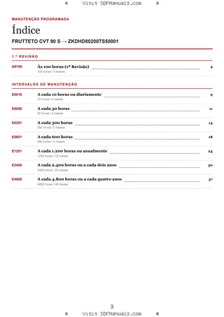 Manutenção programada: FRUTTETO CVT 90 S → ZKDHD80200TS50001 – maintenance schedule sample
