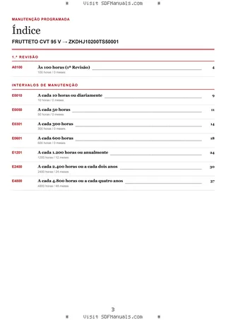 Manutenção programada: FRUTTETO CVT 95 V → ZKDHJ10200TS50001 – maintenance schedule sample