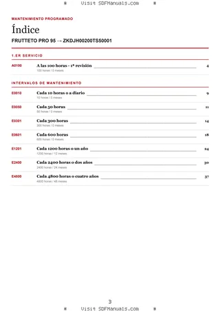Mantenimiento programado: FRUTTETO PRO 95 → ZKDJH00200TS50001 – maintenance schedule sample