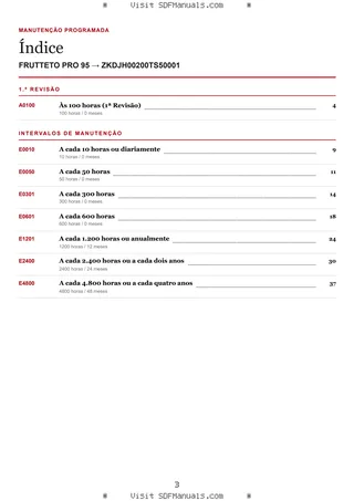 Manutenção programada: FRUTTETO PRO 95 → ZKDJH00200TS50001 – maintenance schedule sample