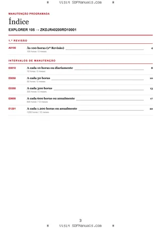 Manutenção programada: EXPLORER 105 → ZKDJR40200RD10001 – maintenance schedule sample