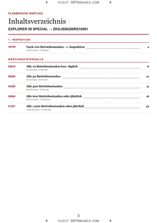 Planmäßige Wartung: EXPLORER 80 SPECIAL → ZKDJS90200RS10001 – maintenance schedule sample