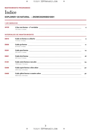Mantenimiento programado: EXPLORER 125 NATURAL → ZKDMC002W0BS10001 – maintenance schedule sample